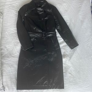 TOPSHOP Black PVC/ vinyl trench coat
